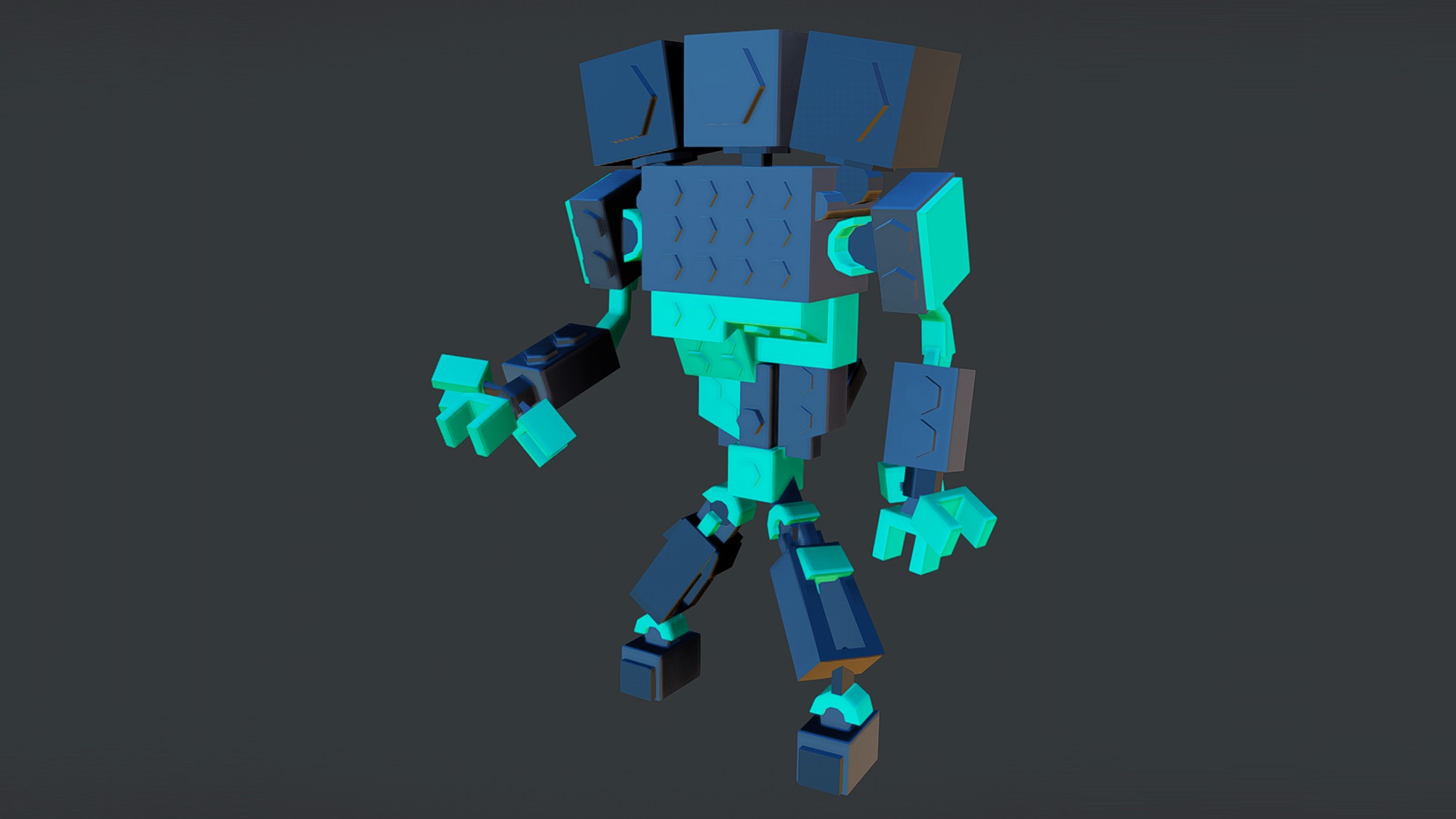 Brick Toy 3D - Low Poly - Fighter Robots Low-poly 3D model_4