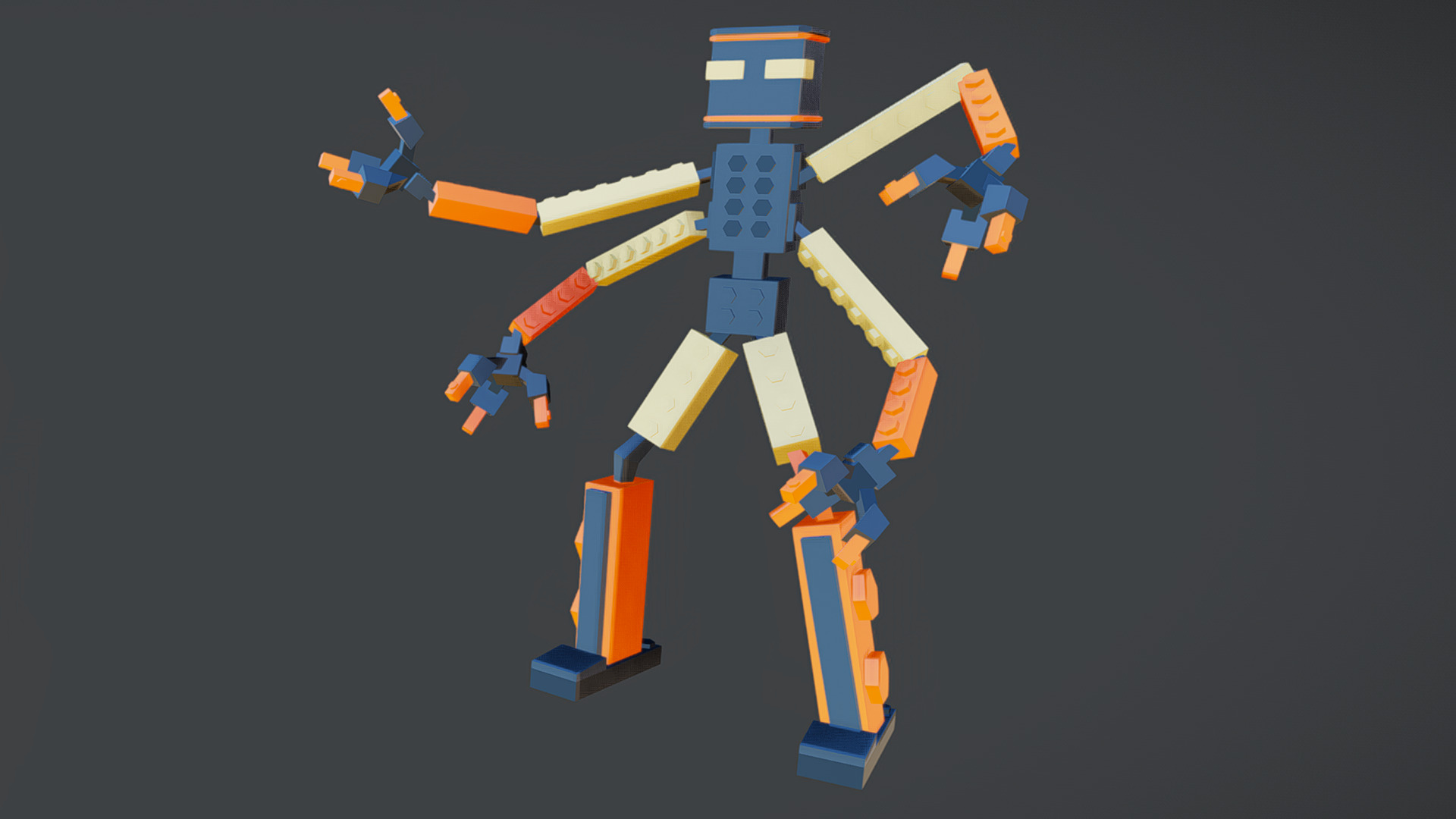 Brick Toy 3D - Low Poly - Fighter Robots Low-poly 3D model_3