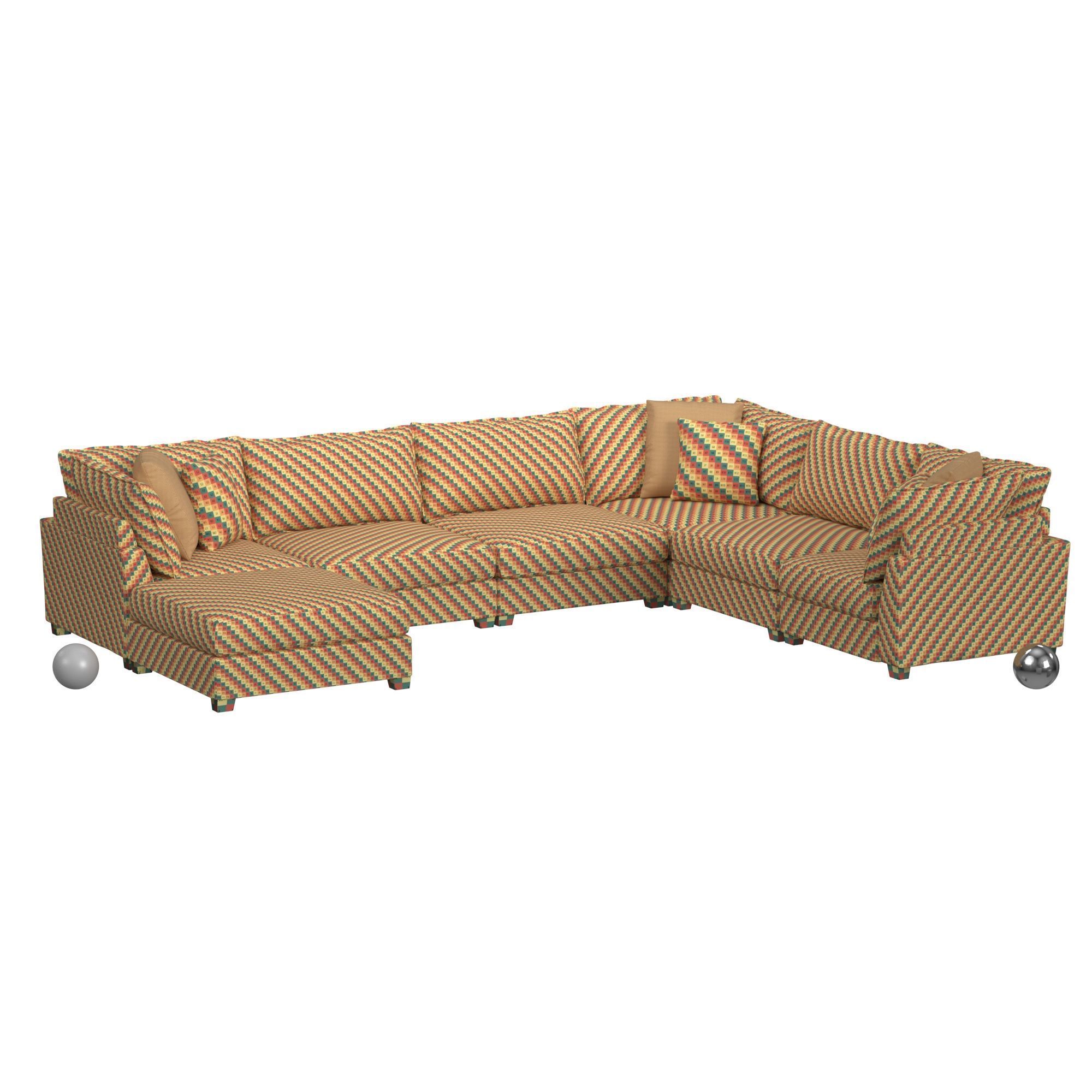 Aquarius 6PC Sectional W Ottoman In Crown Ivory 3D model_2