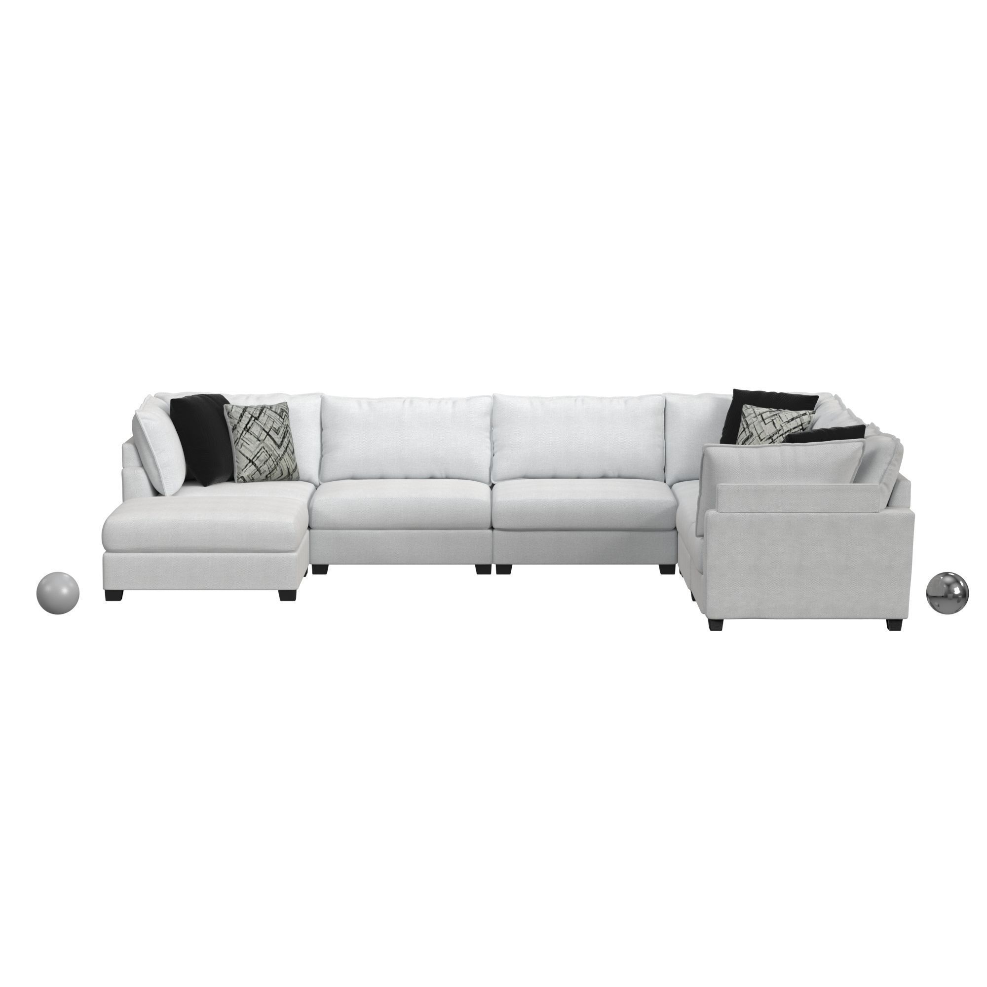 Aquarius 6PC Sectional W Ottoman In Crown Ivory 3D model_1