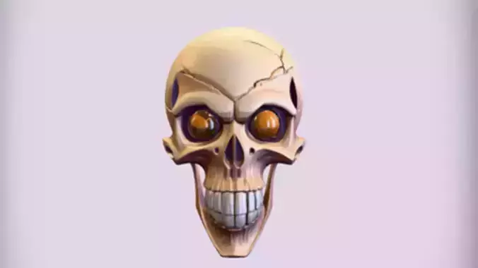 Cartoonish skull 3D Game Ready Model