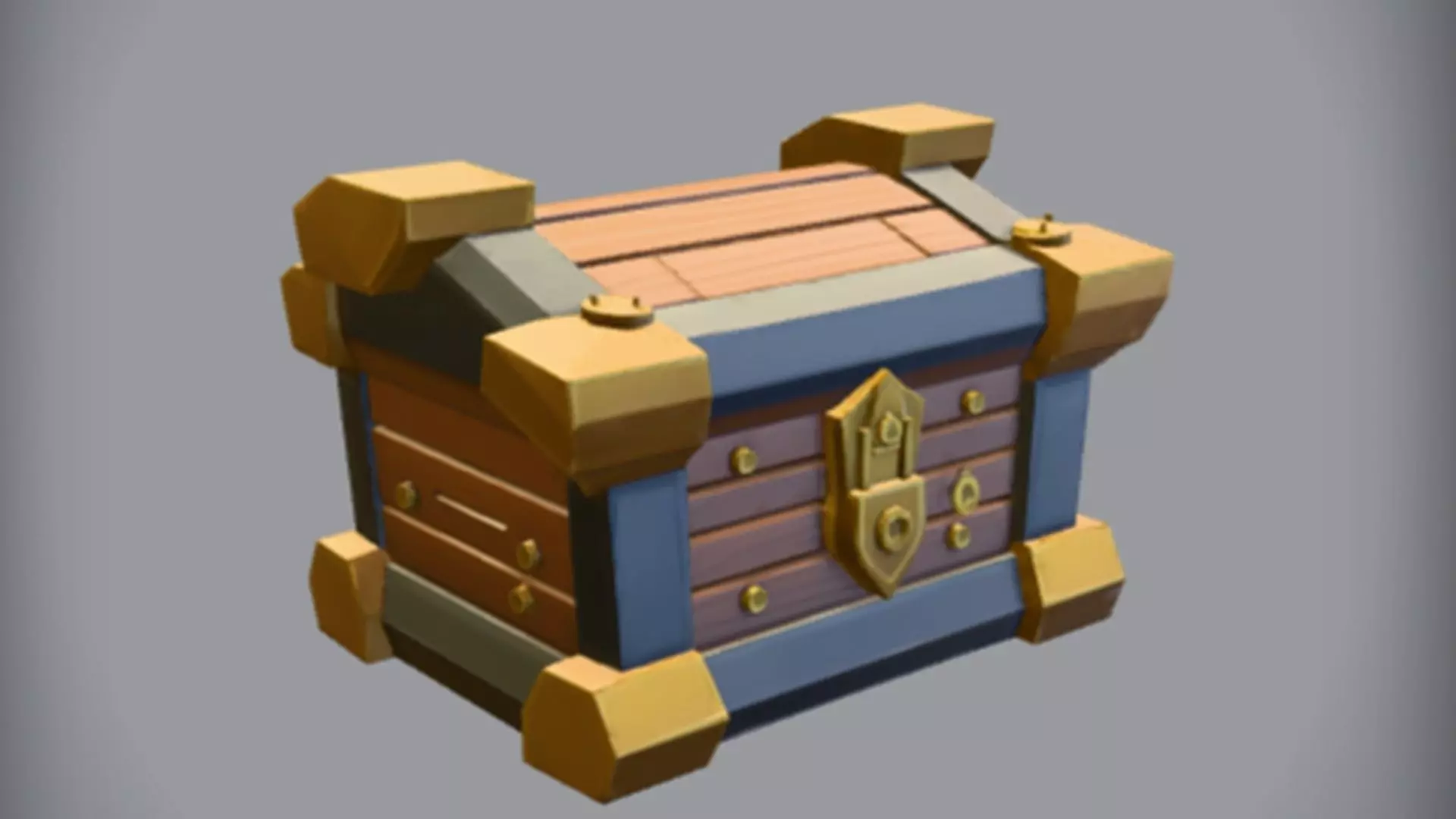 Treasure chest with wooden texture 3D model_0