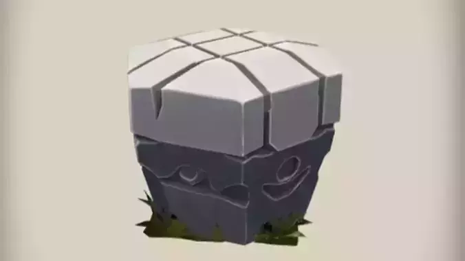 Stylized stone block with grass