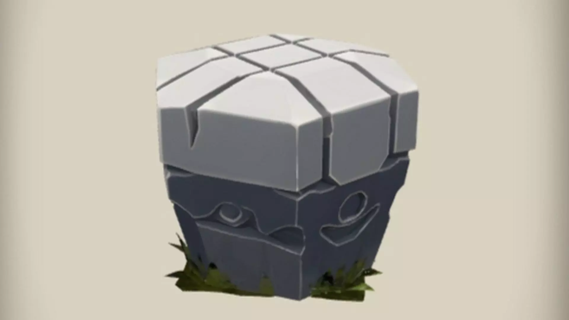 Stylized stone block with grass 3D model_0