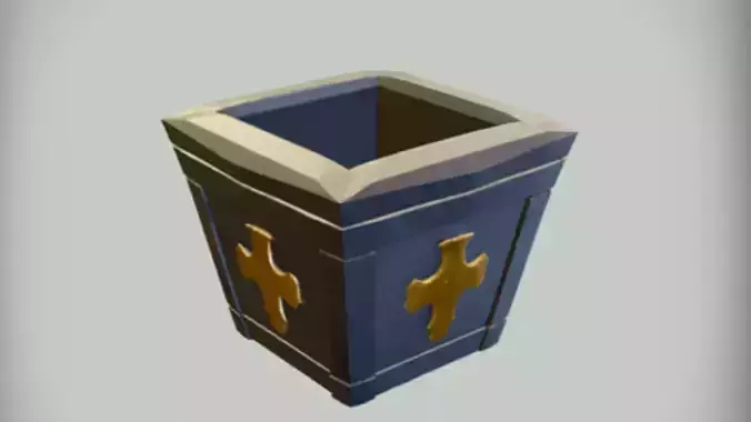 ornate square container with symbols