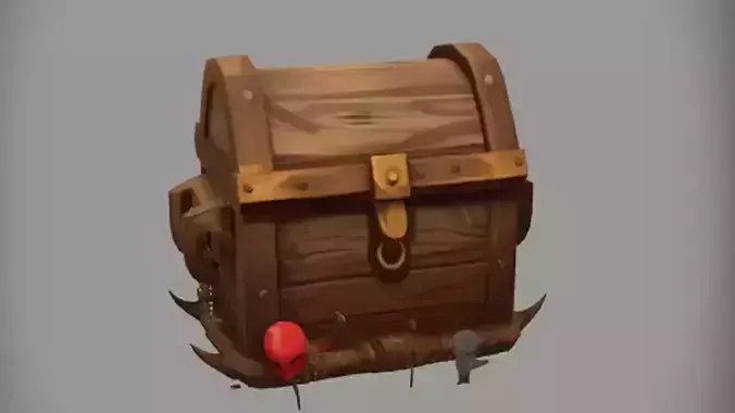 wooden treasure chest with decorations