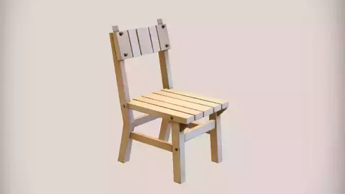 wooden chair 3D Game Ready Model