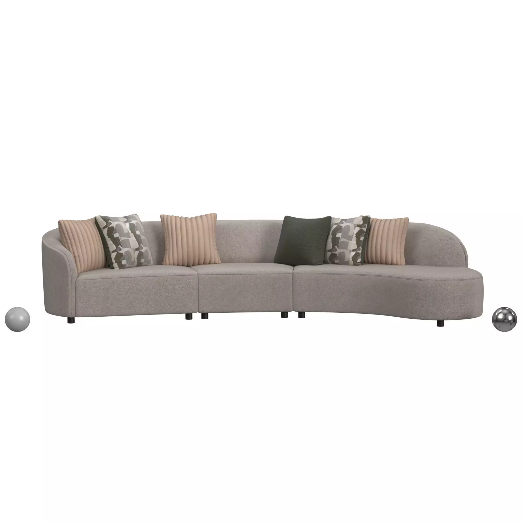 Acanva Modern Style Living Room Leather Upholstery Curved Sofa 3D model_0