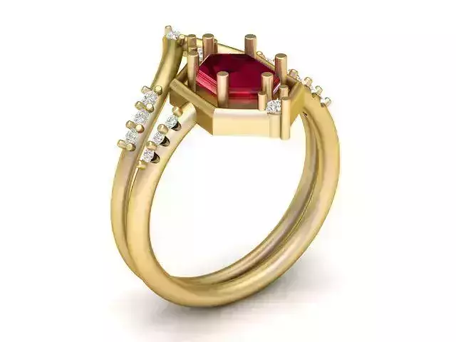 RUBY ENGAGEMENT  RING 3D PRINTABLE MODEL 