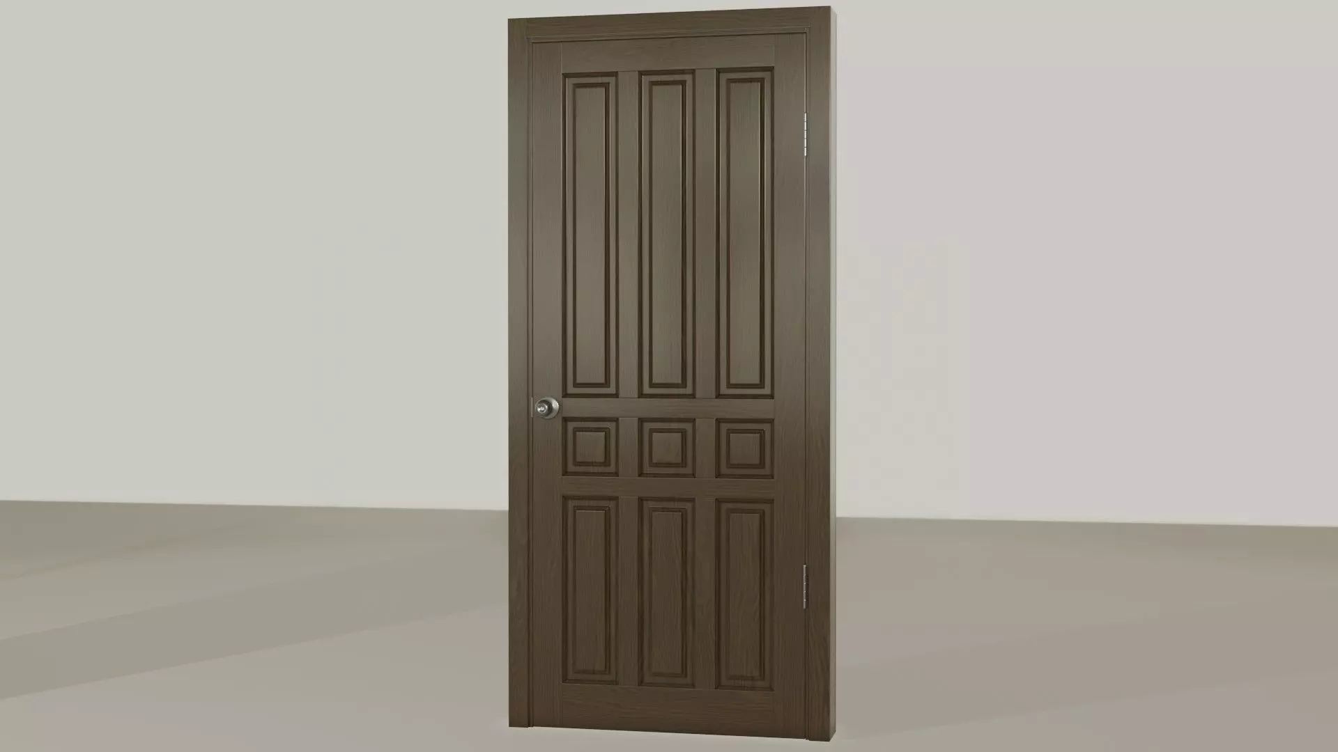 Wooden brown door Low-poly 3D model_0
