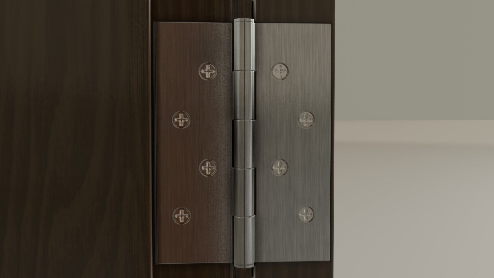 Wooden brown door Low-poly 3D model_5