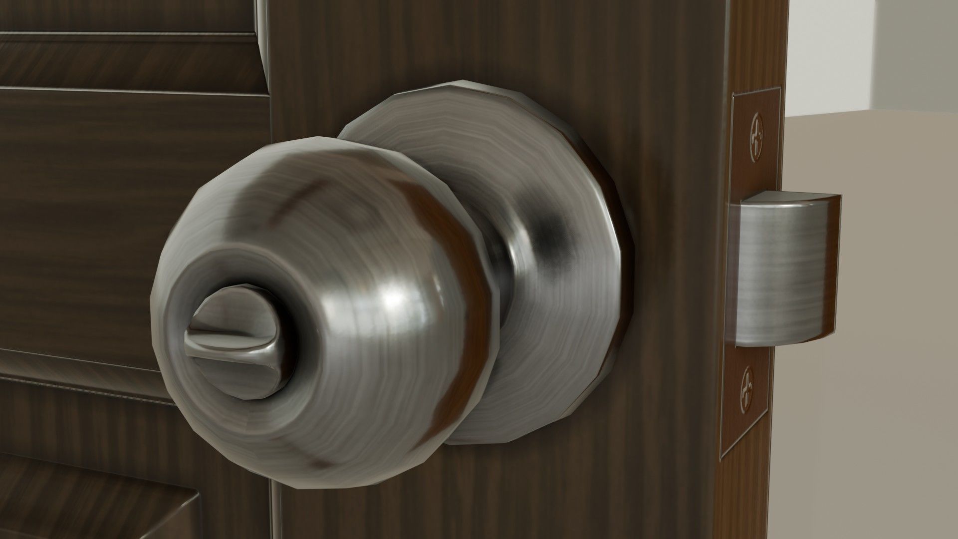 Wooden brown door Low-poly 3D model_6