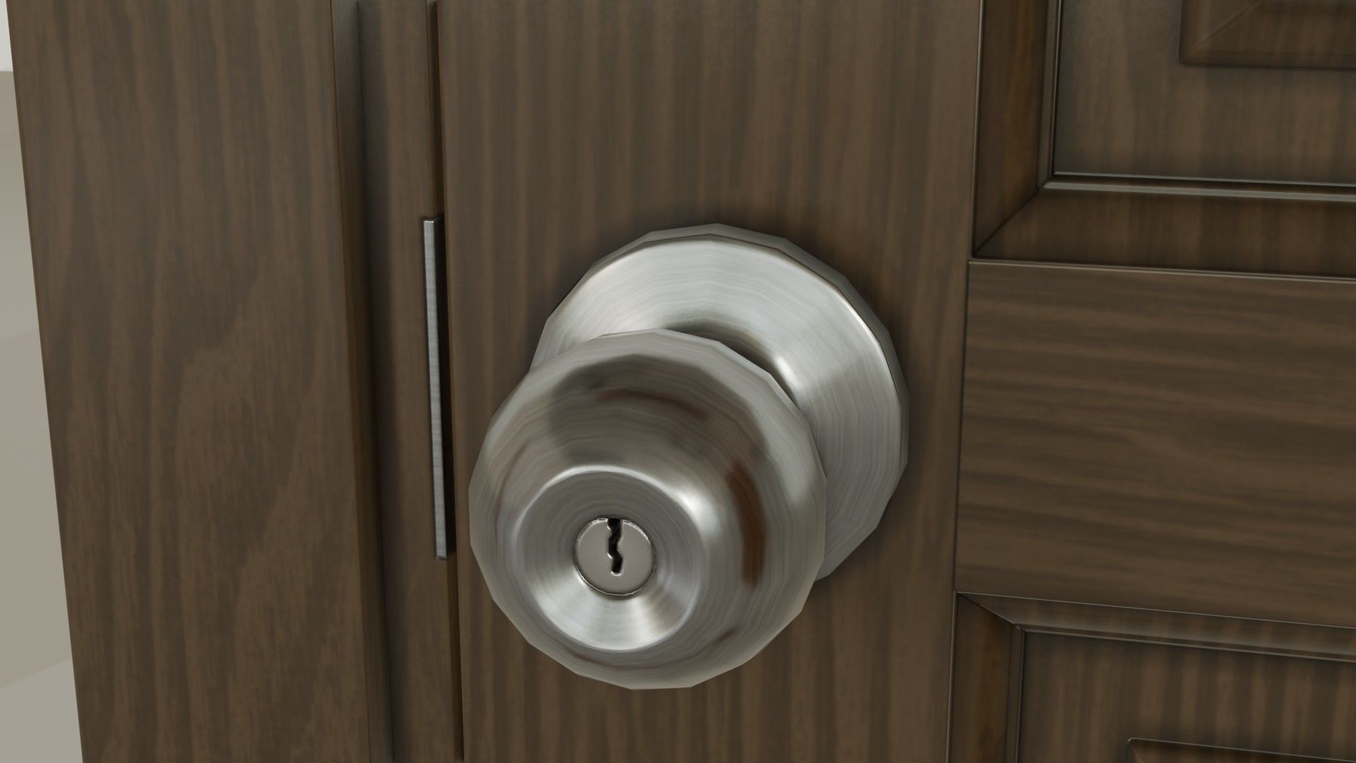 Wooden brown door Low-poly 3D model_4