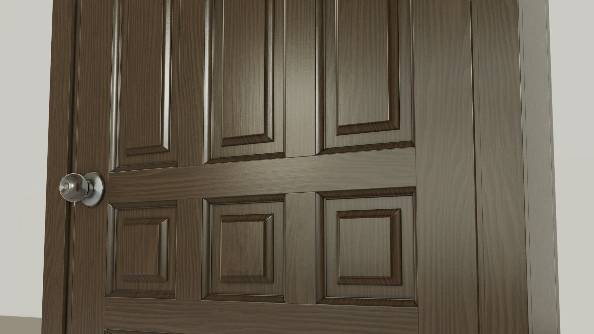 Wooden brown door Low-poly 3D model_2