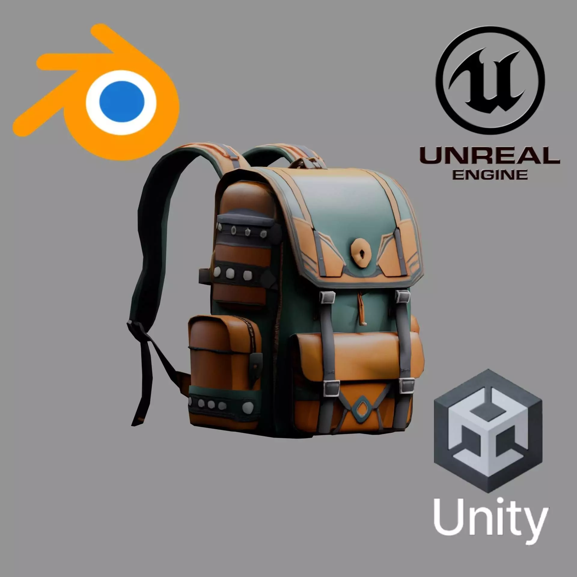 Stylized Backpack BP02 Low-poly 3D model_0
