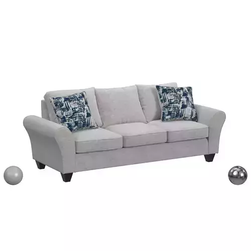 Dahila Sofa In Cobble Ivory W 2 Highlight Indigo Pillows