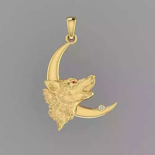 wolf and moon