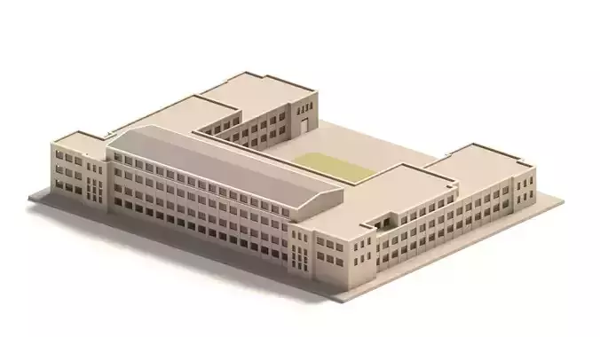Neoclassical Municipal City Hall Building 3D model