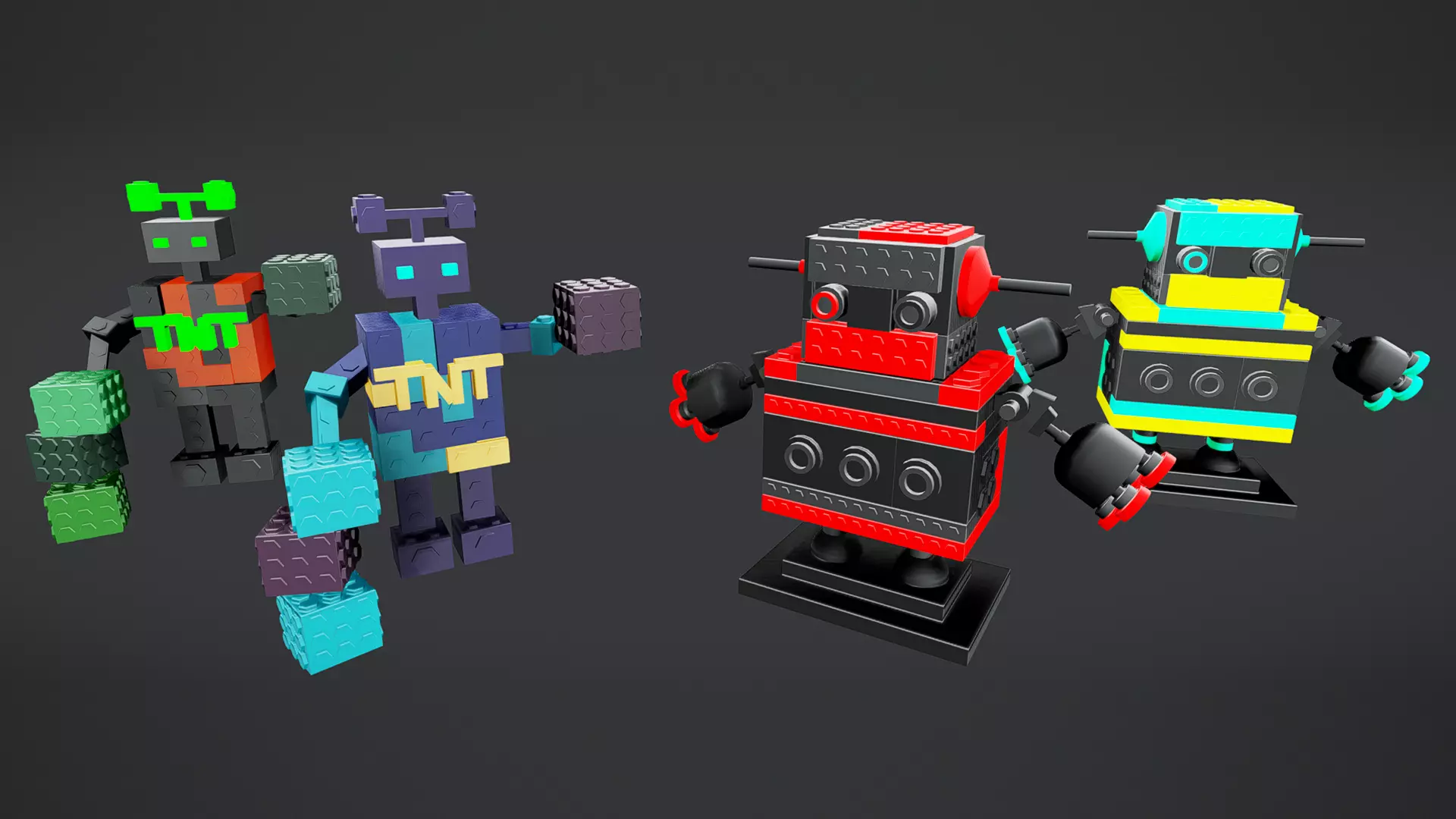 Brick Toy 3D - Low Poly - Warrior Robots Low-poly 3D model_0