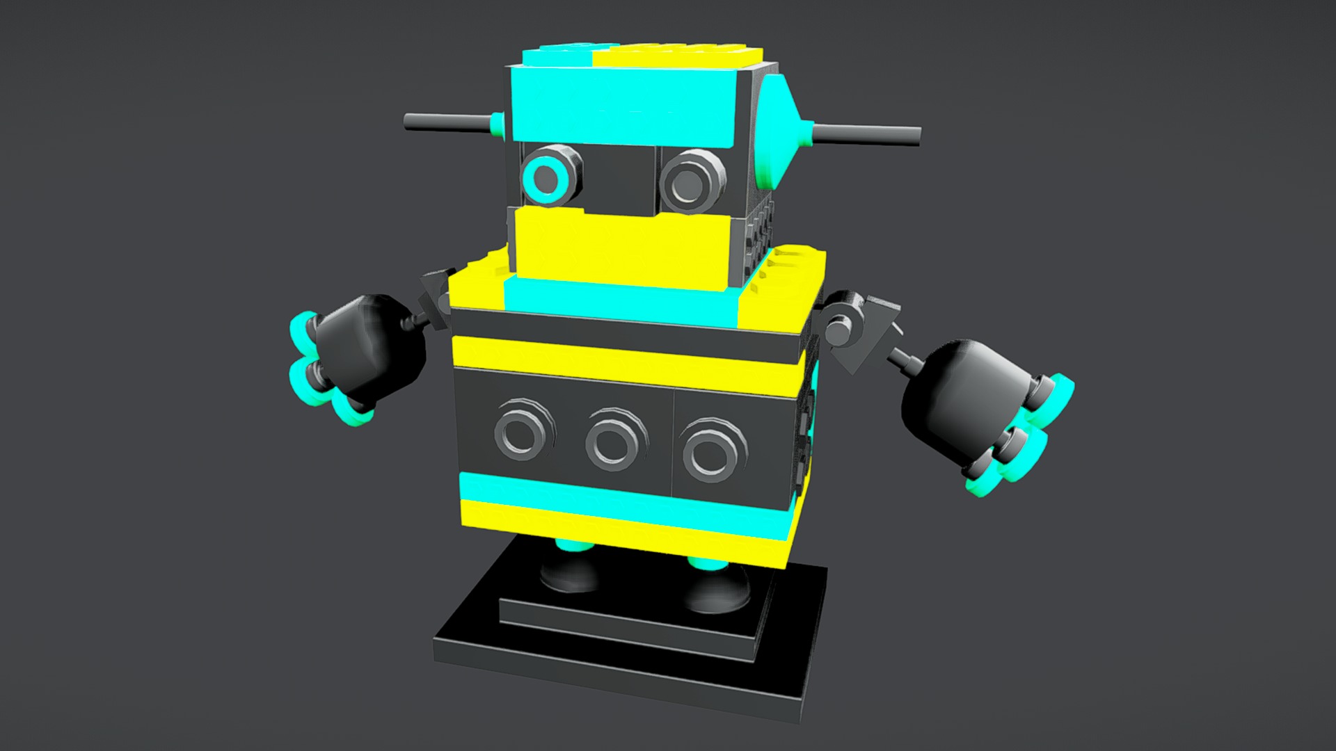 Brick Toy 3D - Low Poly - Warrior Robots Low-poly 3D model_2