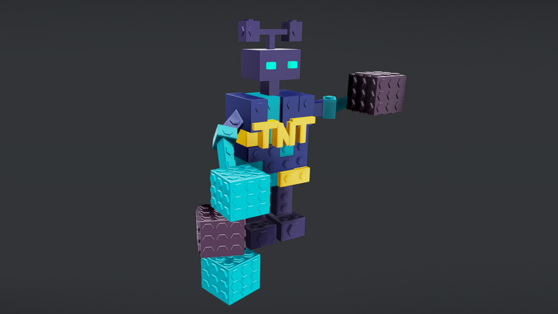 Brick Toy 3D - Low Poly - Warrior Robots Low-poly 3D model_4