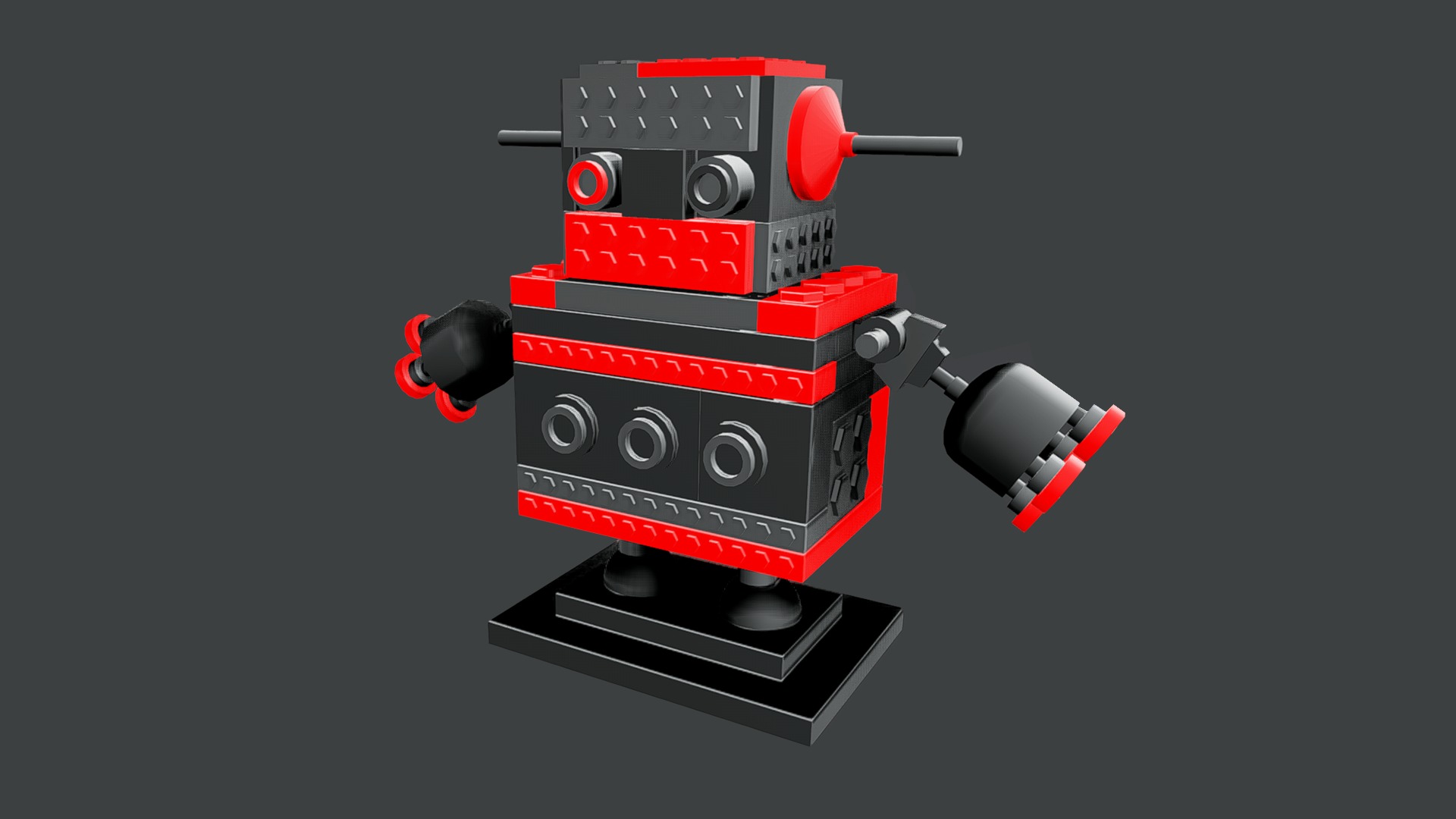 Brick Toy 3D - Low Poly - Warrior Robots Low-poly 3D model_1