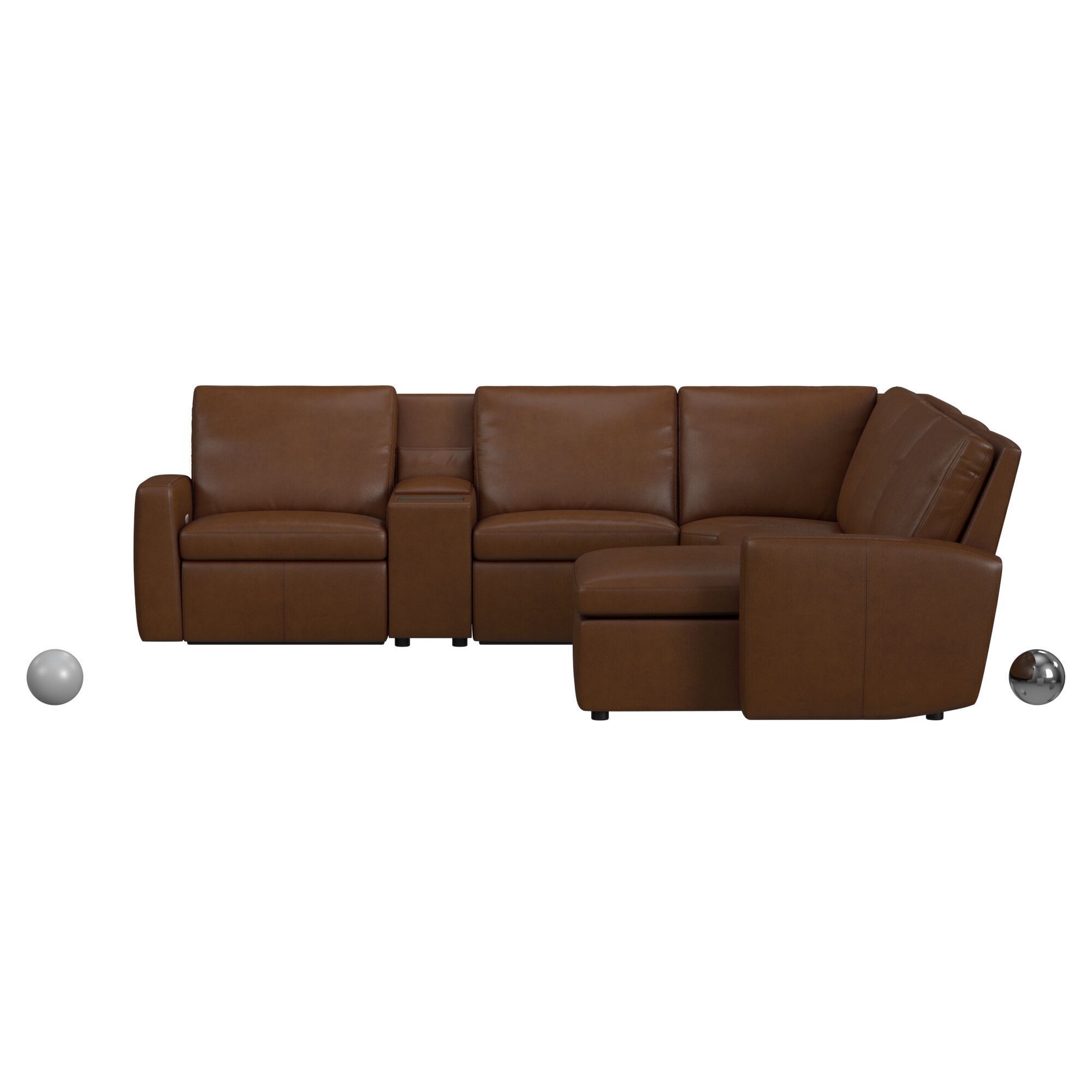 Turner Square Arm Leather Reversible Power Reclining Sectional 3D model_1