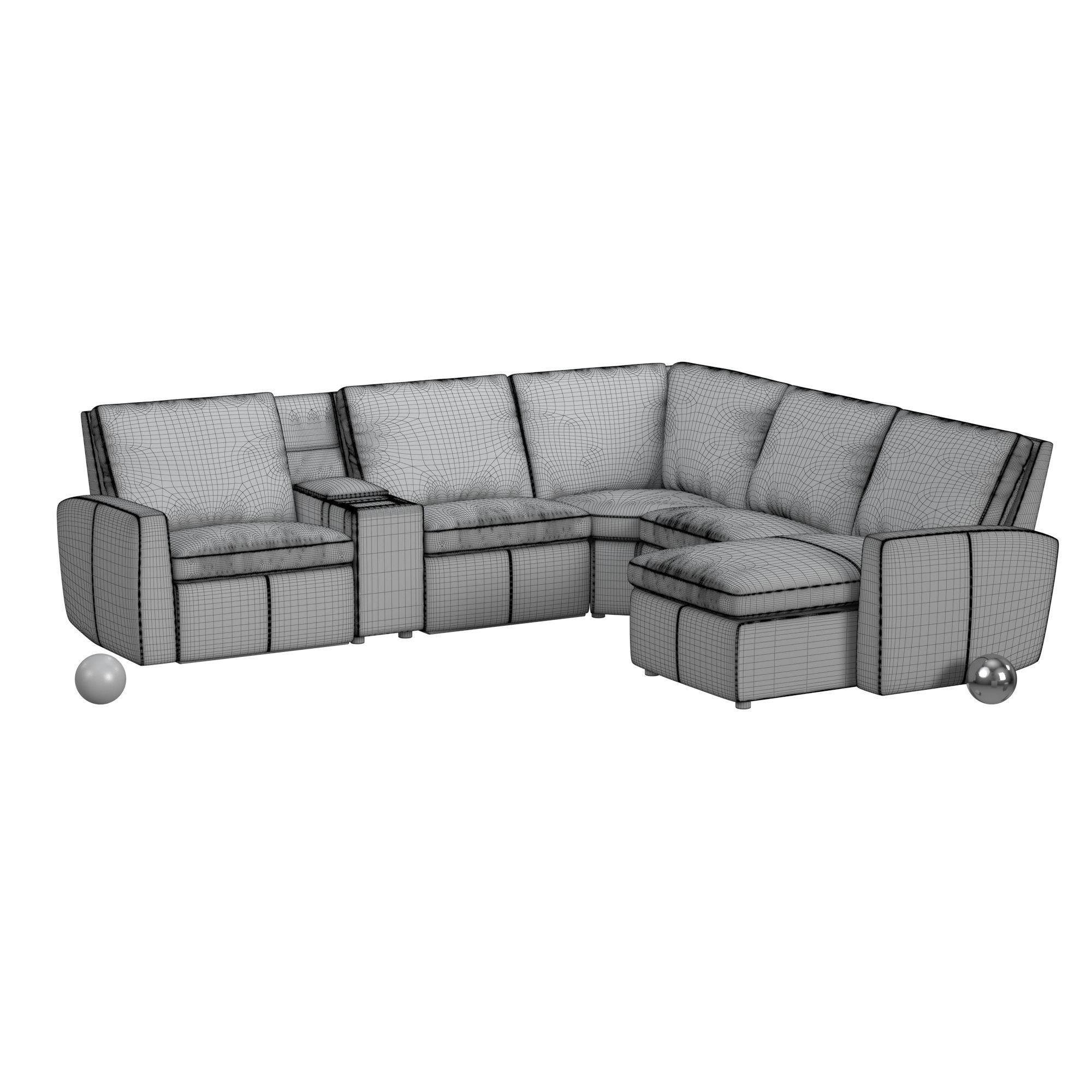 Turner Square Arm Leather Reversible Power Reclining Sectional 3D model_3