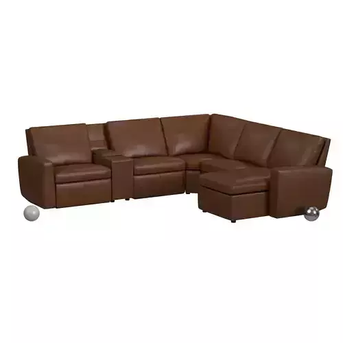 Turner Square Arm Leather Reversible Power Reclining Sectional