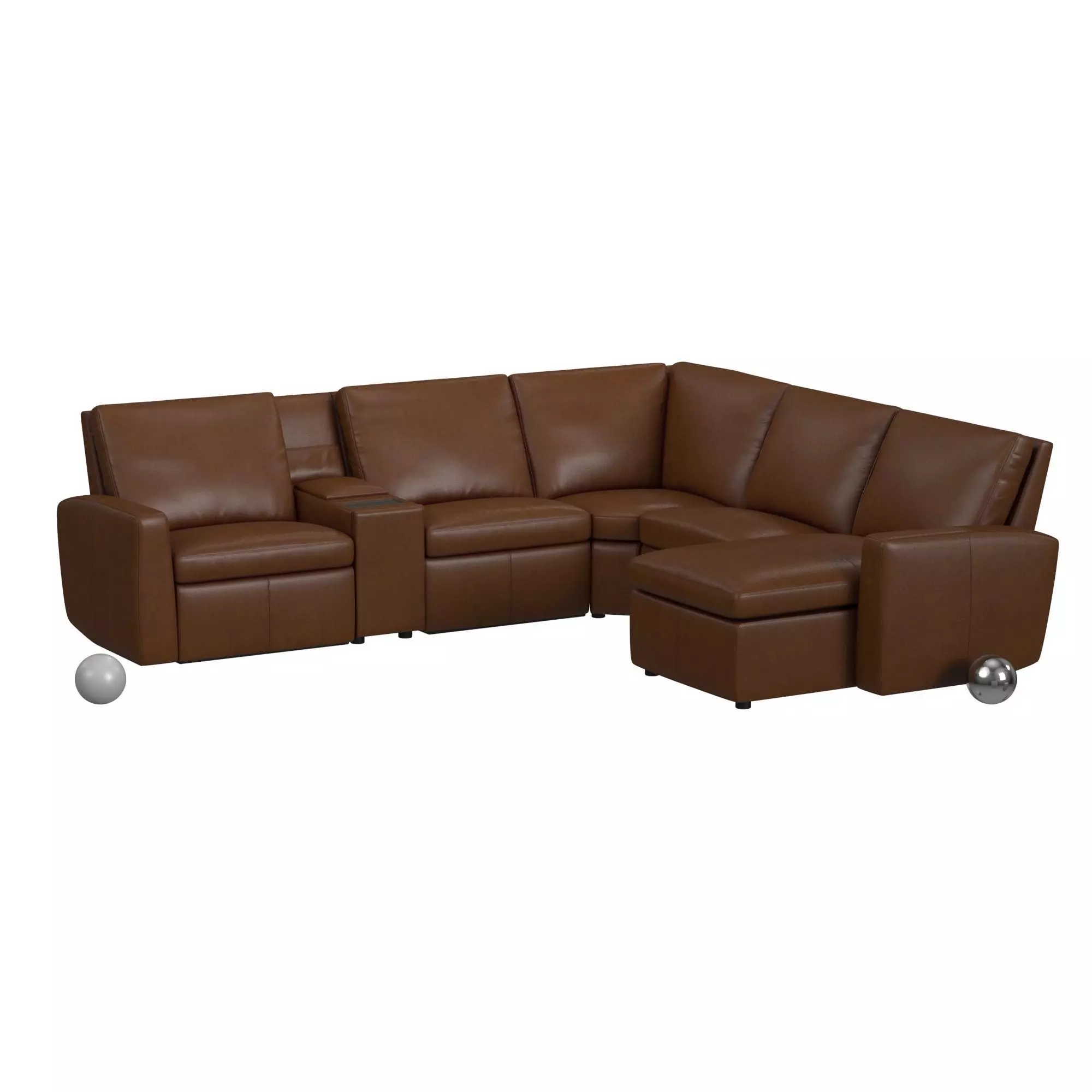 Turner Square Arm Leather Reversible Power Reclining Sectional 3D model_0