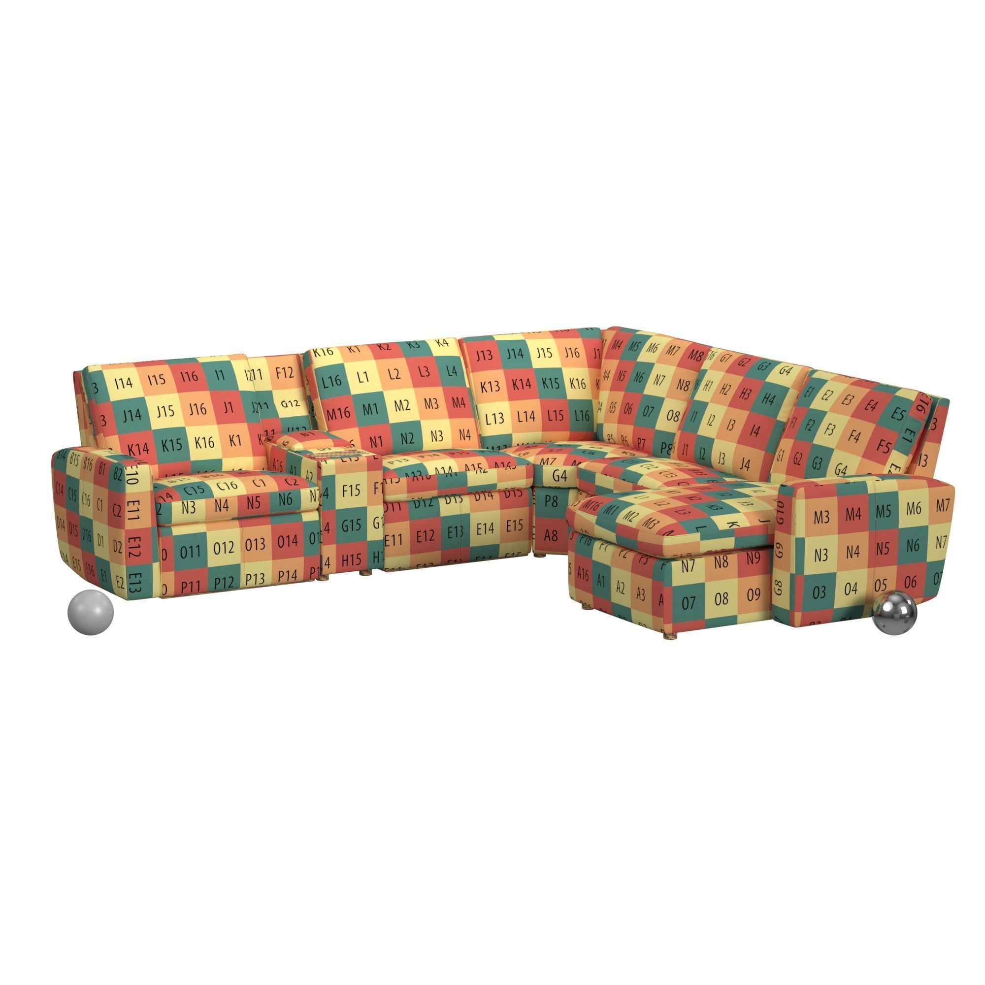 Turner Square Arm Leather Reversible Power Reclining Sectional 3D model_2