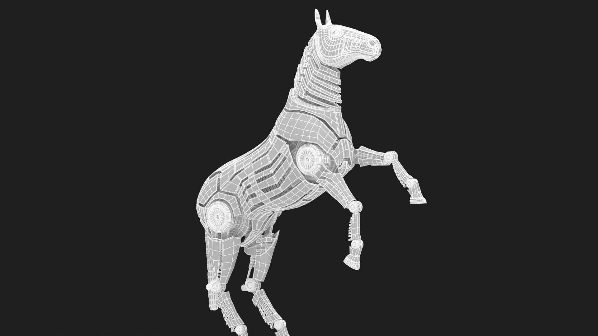 Robot horse rears up 3D model_9