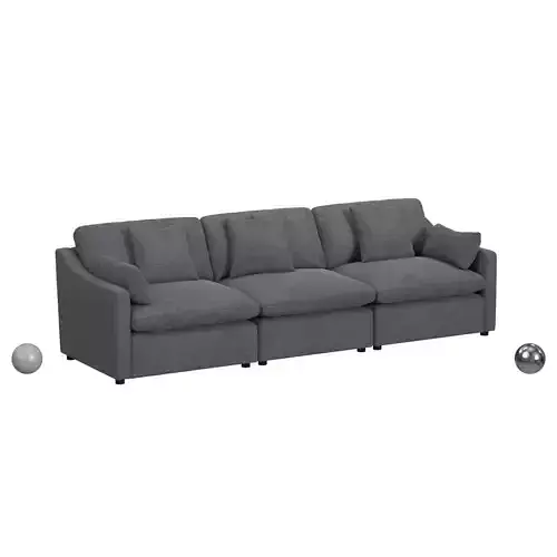 Meridian Serene Linen Fabric Deluxe Comfort Modular Sofa