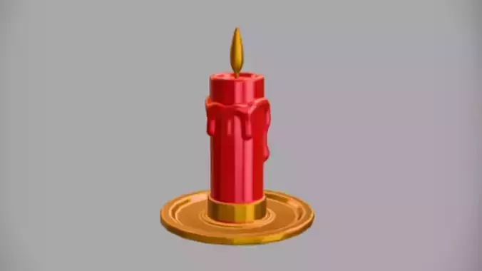 red candle on a holder