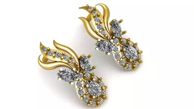 DIAMOND STYLE SILVER EARRING 3D PRINTABLE MODEL 