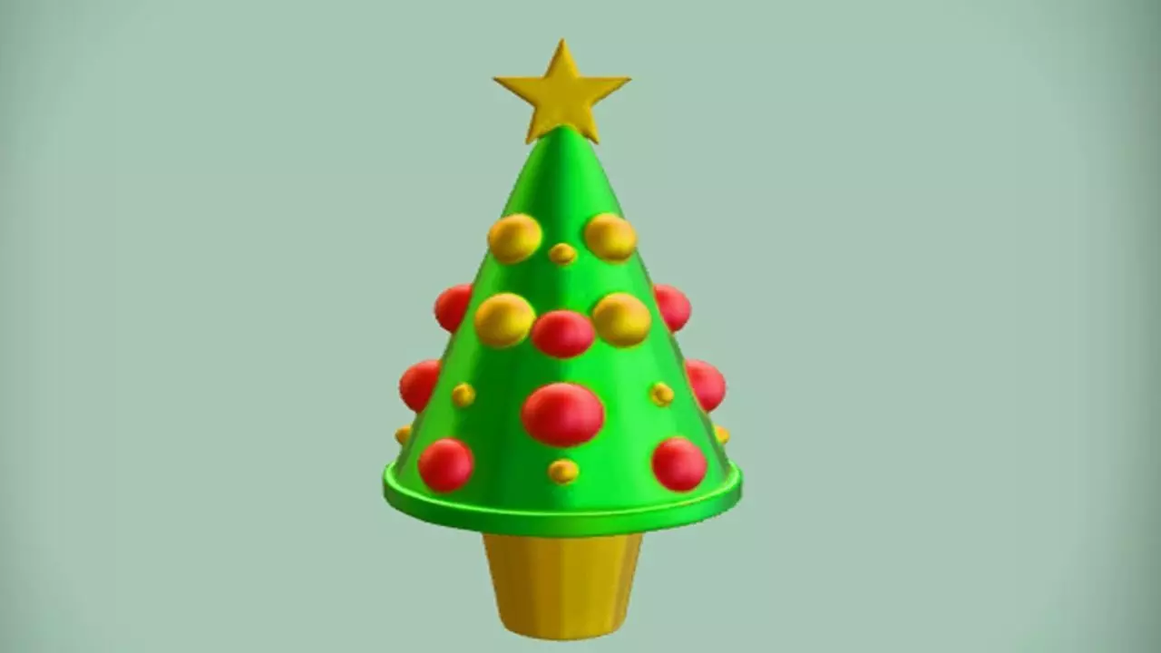 Decorative Christmas tree with ornament 3D model_0