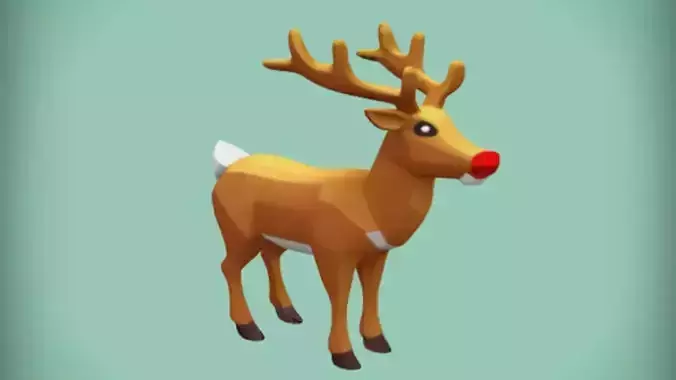 cartoon reindeer with red nose 