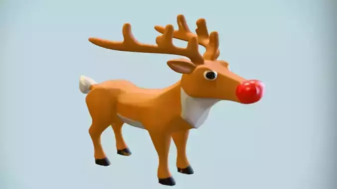 cartoon reindeer with red nose
