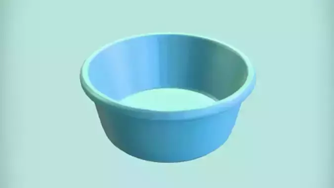 blue plastic bowl
