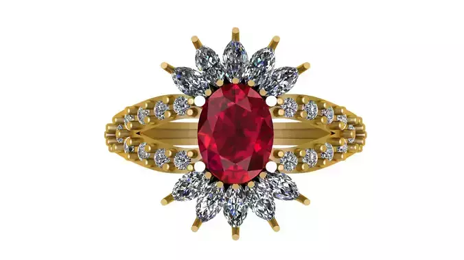 PRINCES ENGAGEMENT RUBY RING 3D PRINTABLE MODEL