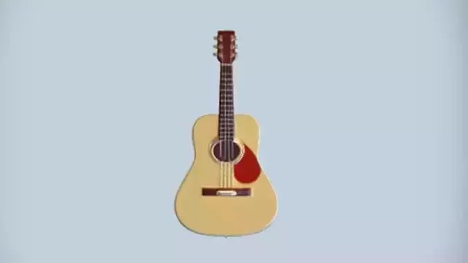 Acoustic guitar 3D Game Ready Model