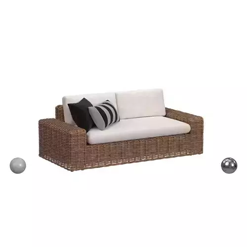 Portlligat rattan outdoor 3-seater sofa beige