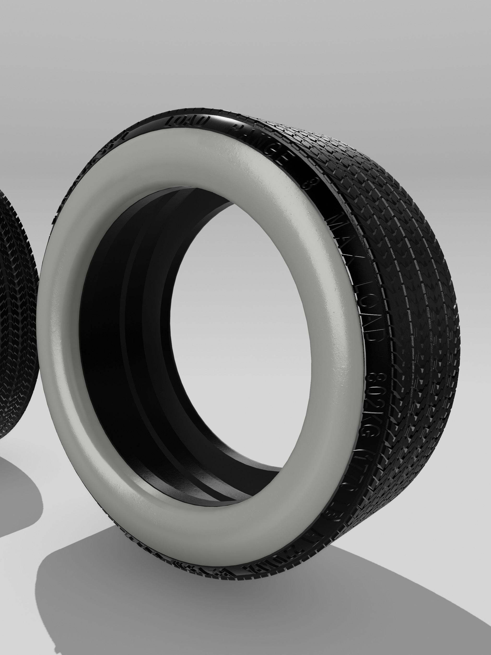 COKER Wide White Tires 2pce Detailed x2 Sizes 3D print model_4