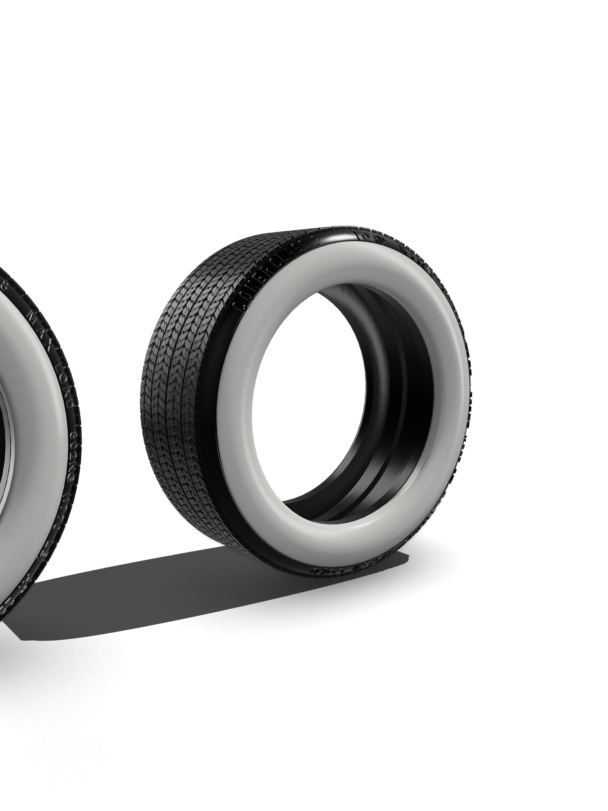 COKER Wide White Tires 2pce Detailed x2 Sizes 3D print model_1