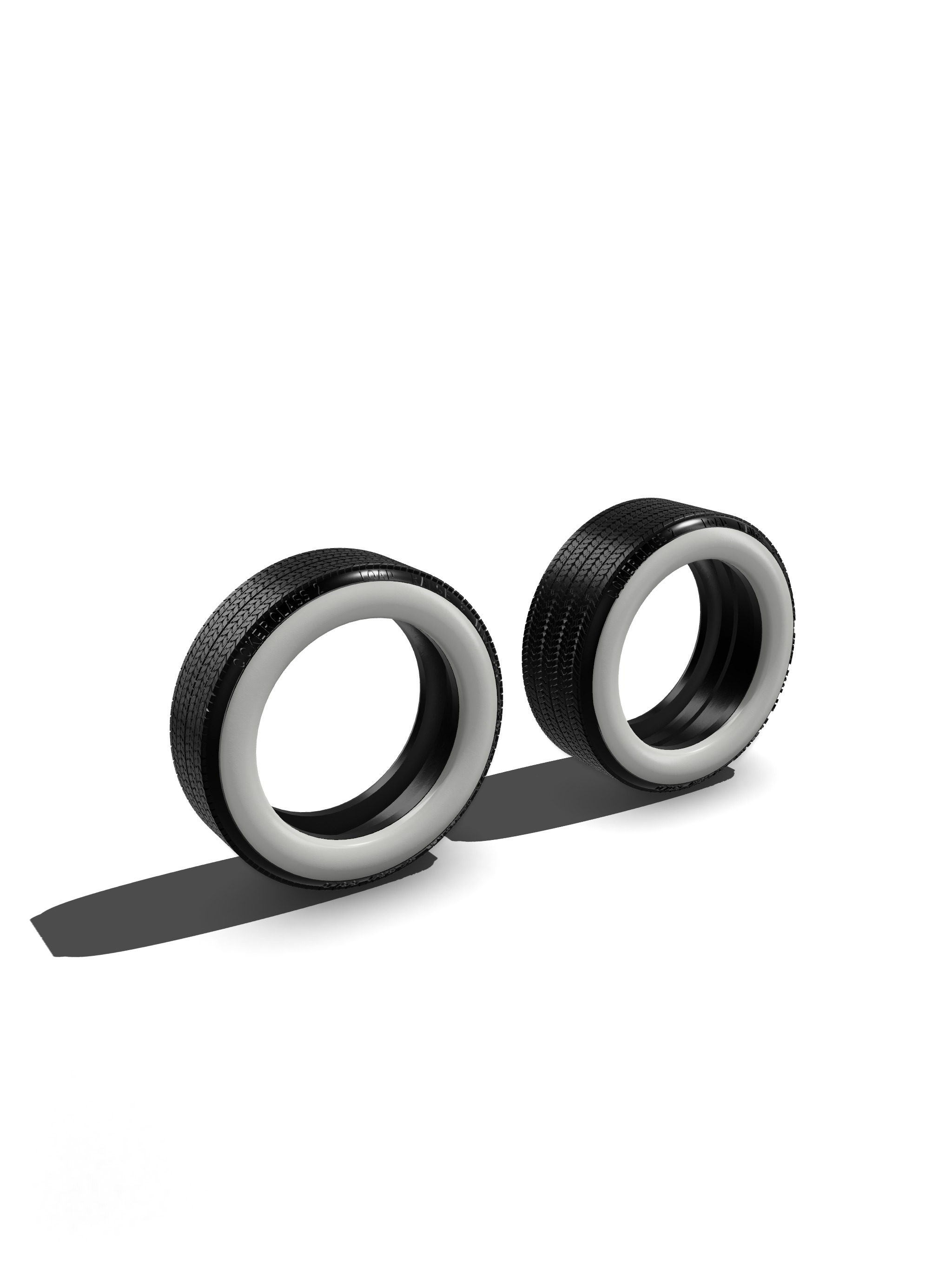 COKER Wide White Tires 2pce Detailed x2 Sizes 3D print model_2