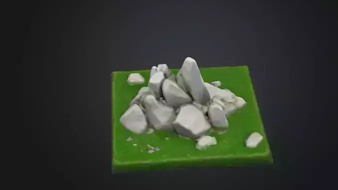 Stone rock debris Cluster on Grass Tile