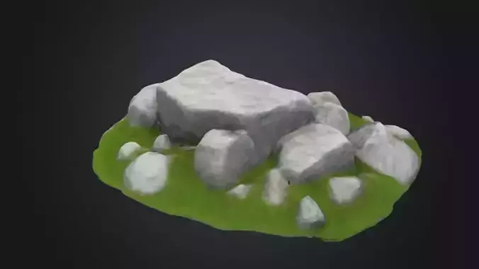 Stone rock debris Cluster on Grass