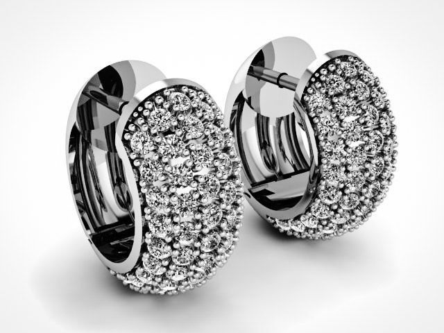 Diamond Hoops Earrings 3D print model_2