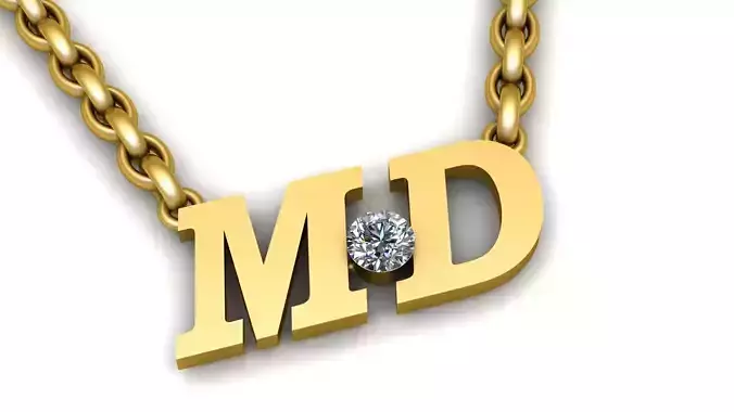 MD WORD DIAMOND PENDANT 3D PRINTABLE MODEL 