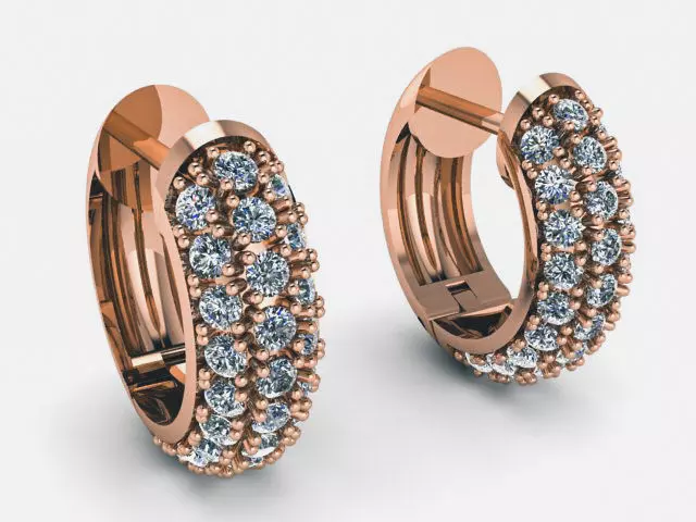 Diamond Hoops Earrings 3D print model_0